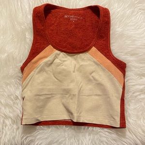 Beyond Yoga Red White Crop Top